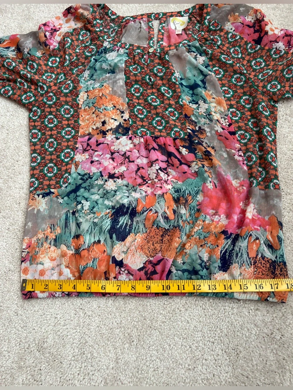 Fig & Flower Floral Boho Peasant Paisley Blouse Top Size M - Picture 8 of 8